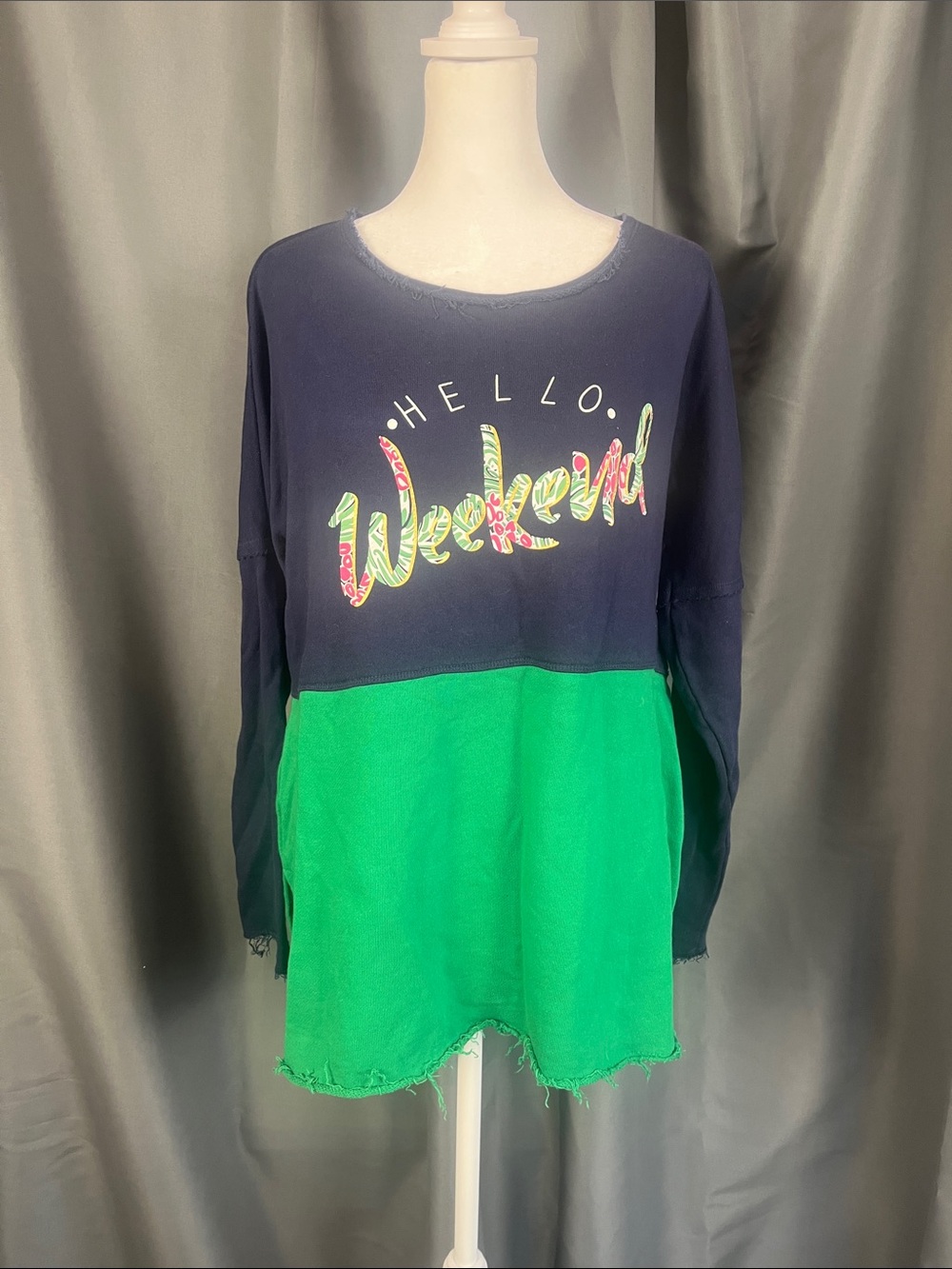Hello Weekend Colorblock women’s Top - Navy & Green